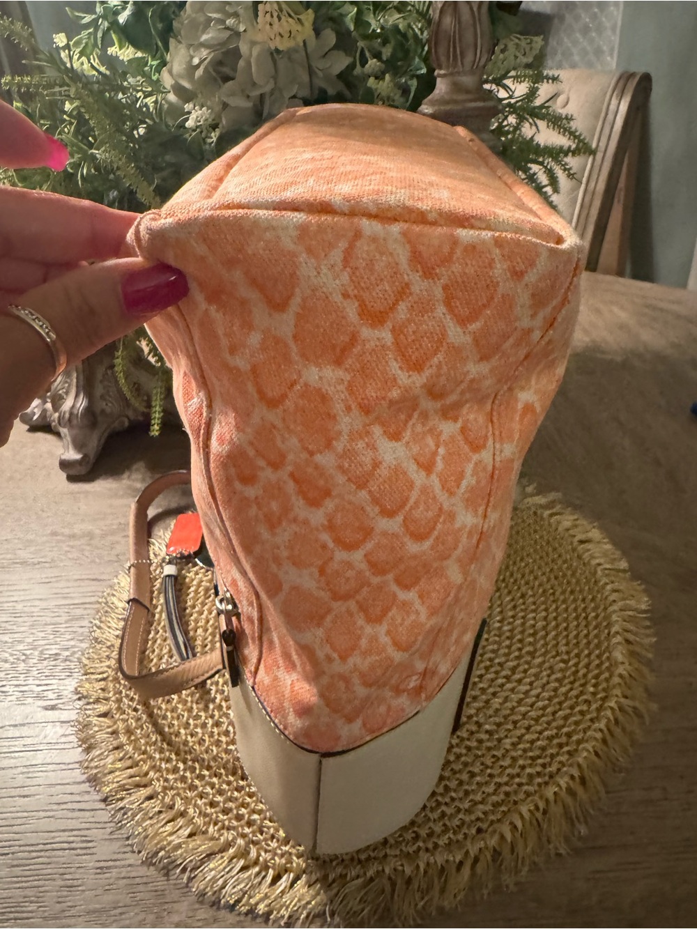 Coach GOOD as NEW Snake Patterned Tote Bag with Cream Trim with Triple Hangtag - Picture 9 of 15